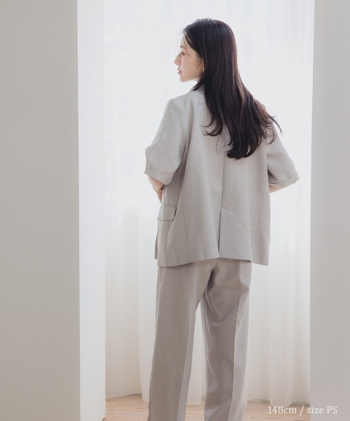小さいサイズ 麻調ハーフスリーブジャケット 低身長さん・小柄