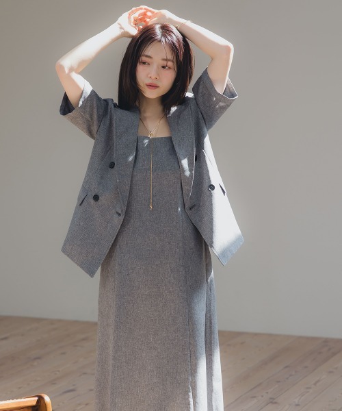 小さいサイズ 麻調ハーフスリーブジャケット 低身長さん・小柄