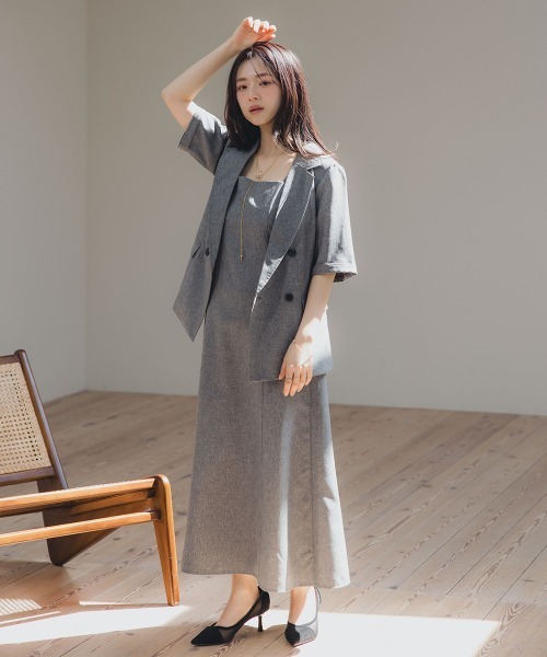 小さいサイズ 麻調ハーフスリーブジャケット 低身長さん・小柄