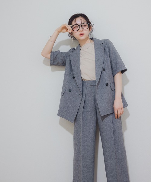 小さいサイズ 麻調ハーフスリーブジャケット 低身長さん・小柄