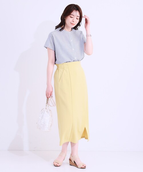 SHOO・LA・RUE（シューラルー）の「【洗える/S-LL】涼やかで好印象 サッカーブラウス（シャツ/ブラウス・レディース・ネイビー/ブルー系その他4/ホワイト・04/03/02/01）」の10枚目の写真