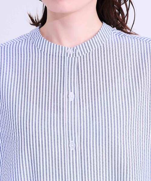 SHOO・LA・RUE（シューラルー）の「【洗える/S-LL】涼やかで好印象 サッカーブラウス（シャツ/ブラウス・レディース・ネイビー/ブルー系その他4/ホワイト・04/03/02/01）」の19枚目の写真