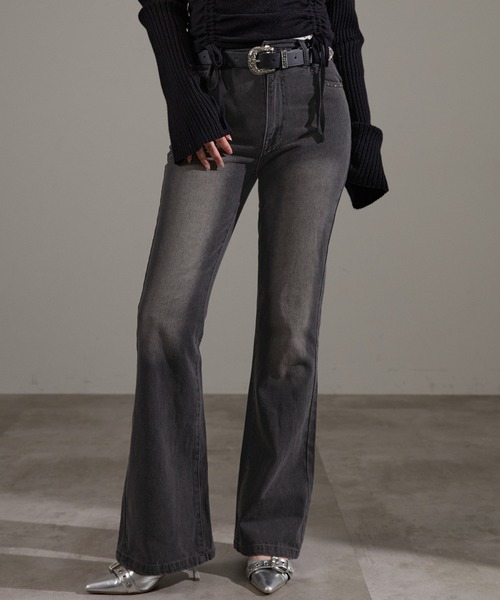 ポケットスタッズフレアデニム（デニムパンツ）｜apres jour mignon