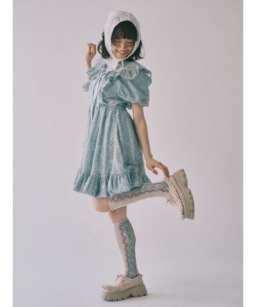 merry jenny（メリージェニー）の「ジャガードフレアミニワンピース（ワンピース・レディース・オフホワイト/ブルー/ブラック・FREE）」の9枚目の写真