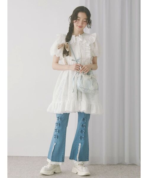 merry jenny（メリージェニー）の「ジャガードフレアミニワンピース（ワンピース・レディース・オフホワイト/ブルー/ブラック・FREE）」の15枚目の写真