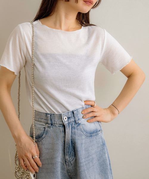 NOAHL(ノアル)の「【NOAHL】シアートップス(Tシャツ/カットソー・レディース・ホワイト系/オリーブ/ホワイト/チャコール・FS)」の1枚目の写真
