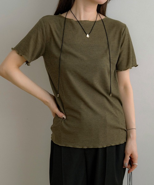 NOAHL(ノアル)の「【NOAHL】シアートップス(Tシャツ/カットソー・レディース・ホワイト系/オリーブ/ホワイト/チャコール・FS)」の4枚目の写真