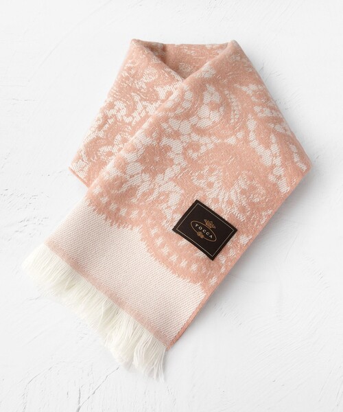 TOCCA（トッカ）の「LACE JAQUARD STOLE ストール（マフラー・レディース・レッド系/ブラック系/ピンク系・F）」の6枚目の写真
