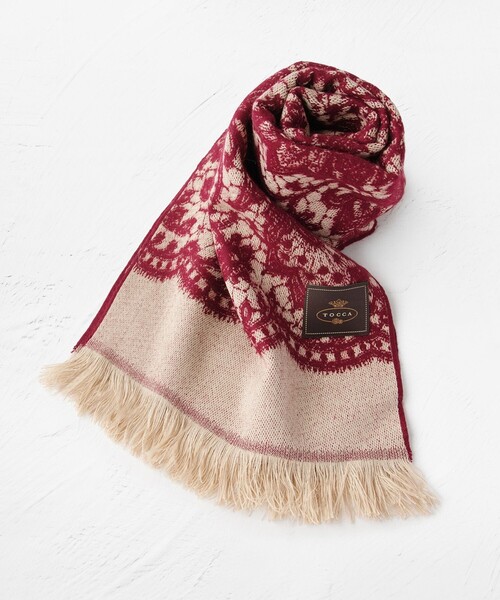 TOCCA（トッカ）の「LACE JAQUARD STOLE ストール（マフラー・レディース・レッド系/ブラック系/ピンク系・F）」の7枚目の写真