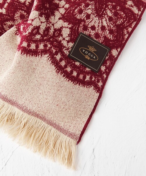 TOCCA（トッカ）の「LACE JAQUARD STOLE ストール（マフラー・レディース・レッド系/ブラック系/ピンク系・F）」の10枚目の写真