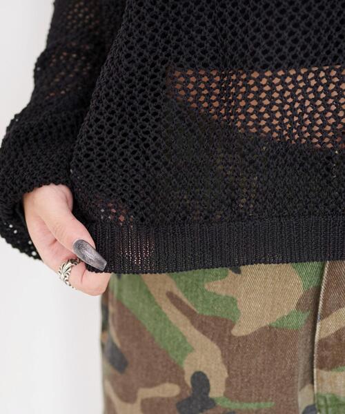 WEGO（ウィゴー）の「WEGO/2WAYオフショルメッシュニット（Tシャツ/カットソー・レディース・ブラック系その他5/ブラック/ホワイト・FREE）」の5枚目の写真