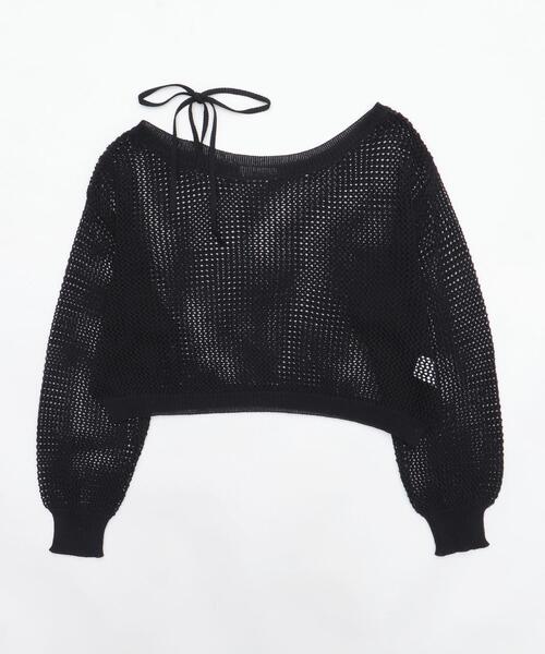 WEGO（ウィゴー）の「WEGO/2WAYオフショルメッシュニット（Tシャツ/カットソー・レディース・ブラック系その他5/ブラック/ホワイト・FREE）」の10枚目の写真