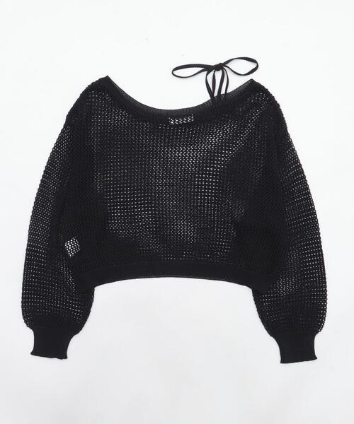 WEGO（ウィゴー）の「WEGO/2WAYオフショルメッシュニット（Tシャツ/カットソー・レディース・ブラック系その他5/ブラック/ホワイト・FREE）」の11枚目の写真