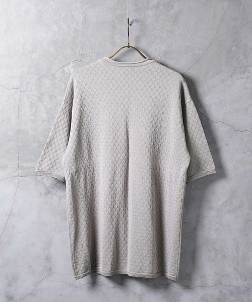 jiggys shop(ジギーズショップ)の「ダイヤ柄 ロールVネック ドライタッチ 半袖 サマーニット(ニット/セーター・メンズ・ホワイト/ブラック/グレー/ブルー系その他・MEDIUM/LARGE/X-LARGE)」の20枚目の写真