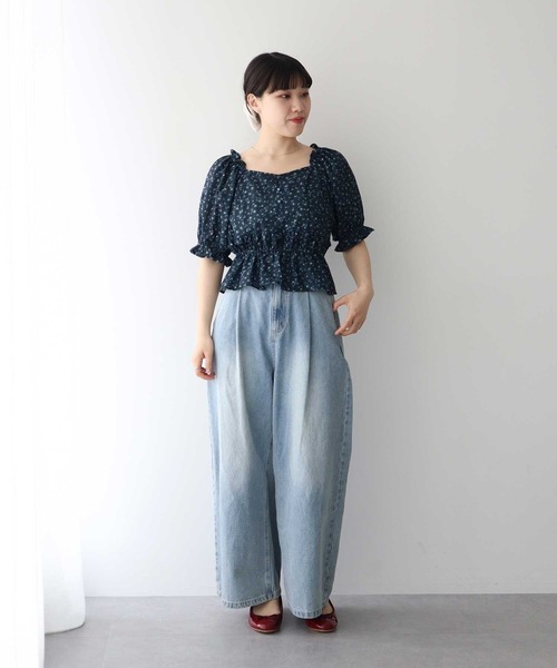 earth music&ecology(アースミュージックアンドエコロジー)の「フラワー刺繍フリルヘムブラウス(シャツ/ブラウス・レディース・オフホワイト/アイボリー/ネイビー・FREE)」の12枚目の写真