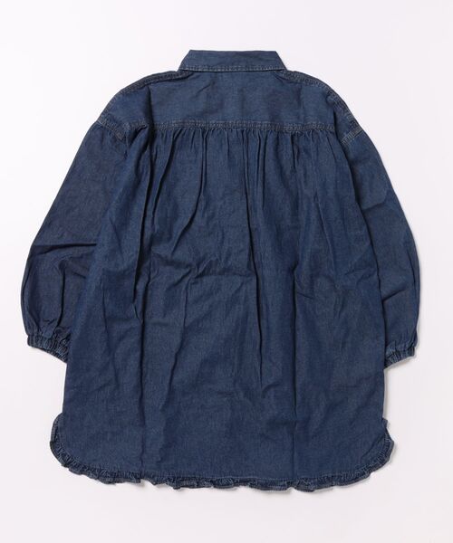 MAKE YOUR DAY（メイクユアデイ）の「裾フリルシャツワンピース■150.160cm（シャツワンピース・キッズ・ブルー・150）」の2枚目の写真