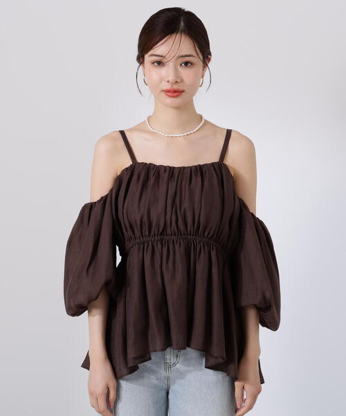 PROPORTION BODY DRESSING（プロポーションボディドレッシング）の「シャーリングオフショルブラウス / 1215210705（シャツ/ブラウス・レディース・ホワイト系その他/ブラウン/ピンク・FREE）」の19枚目の写真