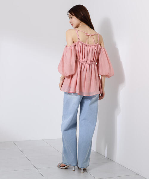 PROPORTION BODY DRESSING（プロポーションボディドレッシング）の「シャーリングオフショルブラウス / 1215210705（シャツ/ブラウス・レディース・ホワイト系その他/ブラウン/ピンク・FREE）」の4枚目の写真