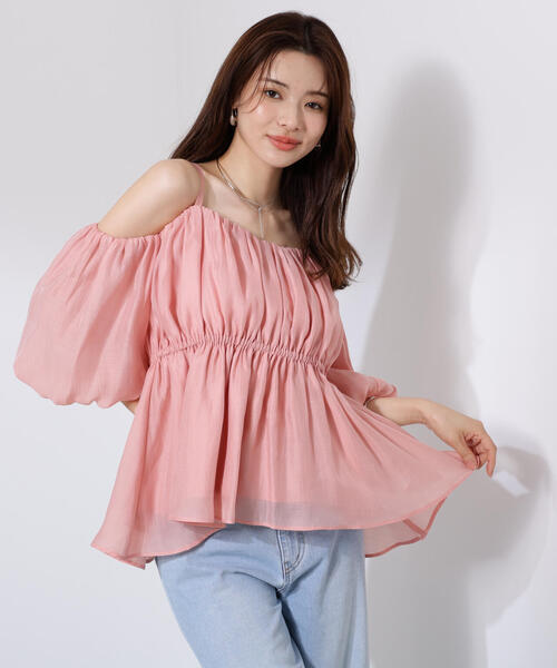 PROPORTION BODY DRESSING（プロポーションボディドレッシング）の「シャーリングオフショルブラウス / 1215210705（シャツ/ブラウス・レディース・ホワイト系その他/ブラウン/ピンク・FREE）」の3枚目の写真