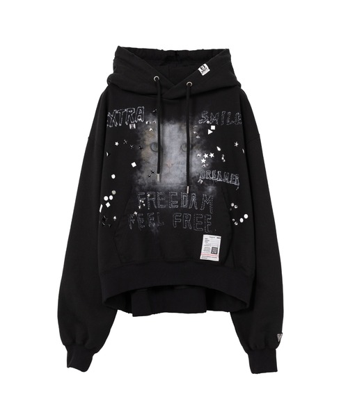 【美品】ミハラヤスヒロ スウェットパーカー【MIHARA YASUHIRO】 セール】Cat Printed Embellished Distressed Hoodie（スウェット