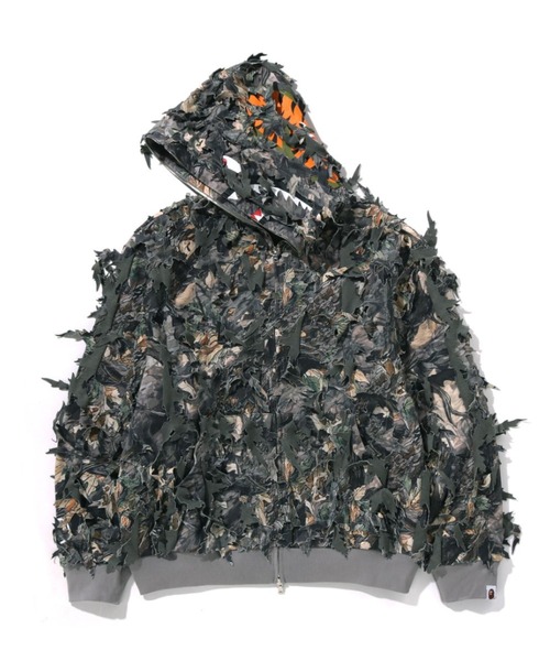 A BATHING APE☆TREE EDGE カモ シャーク フーディ TREE EDGE CAMO LASER CUT CROPPED SHARK FULL ZIP HOODIE