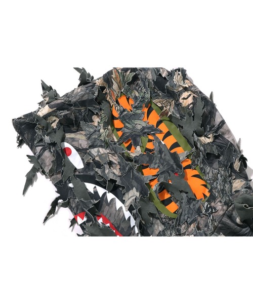TREE EDGE CAMO LASER CUT CROPPED SHARK FULL ZIP HOODIE
