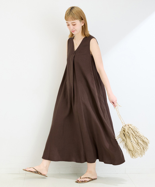 ハンドメイド作家さま☆リネンミモザスリーブレスワンピース ハンドメイド作家さま☆リネンミモザスリーブレスワンピース