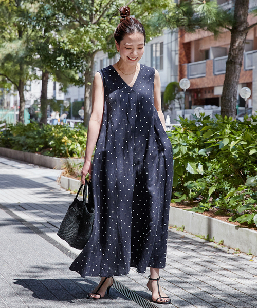 リネンレーヨンスリーブレスワンピース BC STOCK IENA B.C STOCK ワンピース 「追加」リネンレーヨンスリーブレス