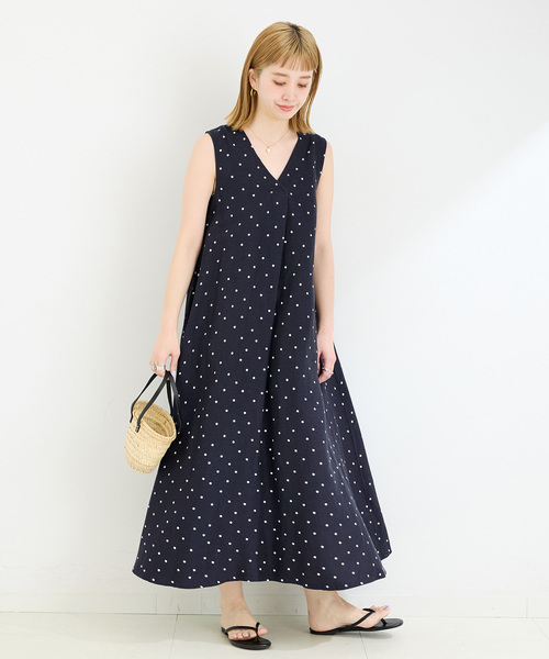 リネンレーヨンスリーブレスワンピース BC STOCK IENA リネンレーヨンスリーブレスワンピース（ワンピース）｜B.C
