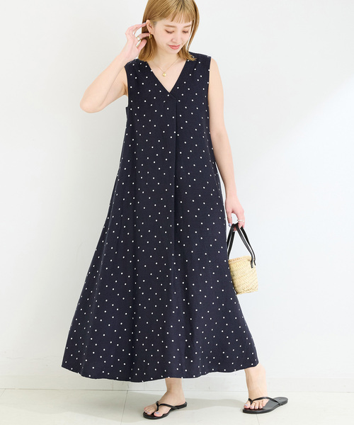 【新品未使用】B.C STOCK リネンレーヨンスリーブレスワンピース／ブラック リネンレーヨンスリーブレスワンピース（ワンピース）｜B.C