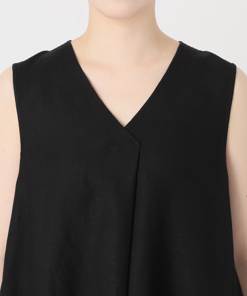 B.C STOCK（ベーセーストック）の「《追加6》手洗い可 / リネンレーヨンスリーブレスワンピース（ワンピース・レディース・ブラウン/レッド/ブラック/サックスブルー/コバルトブルー・SMALL/MEDIUM）」の14枚目の写真