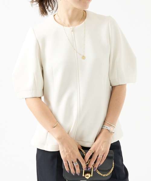 DESIGNWORKS（デザインワークス）の「フォルムプルオーバー（Tシャツ/カットソー・レディース・ブラック/アイボリー・38）」の2枚目の写真