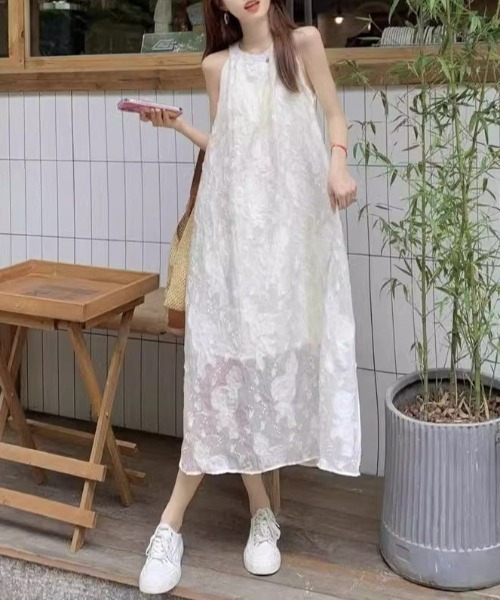 gossip!ロサンゼルス(ゴシップロサンゼルス)の「ニュアンスレース エレガントノースリーブワンピース(ワンピース・レディース・オフホワイト・S/M)」の12枚目の写真