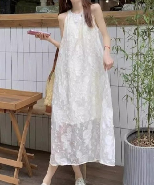 gossip!ロサンゼルス(ゴシップロサンゼルス)の「ニュアンスレース エレガントノースリーブワンピース(ワンピース・レディース・オフホワイト・S/M)」の15枚目の写真