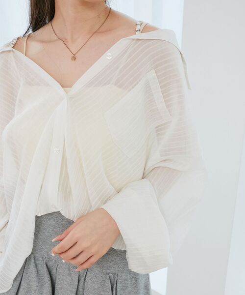 MAJESTIC LEGON(マジェスティックレゴン)の「2wayミディシャツ(シャツ/ブラウス・レディース・アイボリー/ブルー/ピンク・MEDIUM)」の2枚目の写真