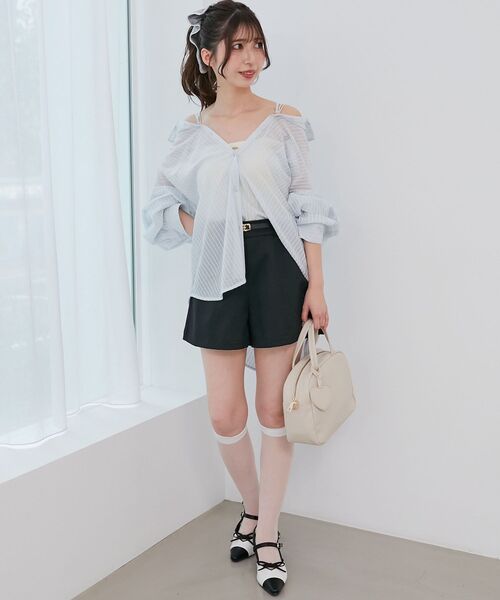 MAJESTIC LEGON(マジェスティックレゴン)の「2wayミディシャツ(シャツ/ブラウス・レディース・アイボリー/ブルー/ピンク・MEDIUM)」の5枚目の写真