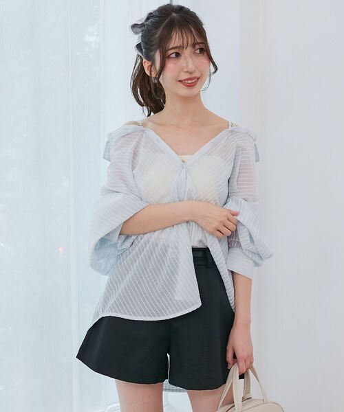 MAJESTIC LEGON(マジェスティックレゴン)の「2wayミディシャツ(シャツ/ブラウス・レディース・アイボリー/ブルー/ピンク・MEDIUM)」の8枚目の写真