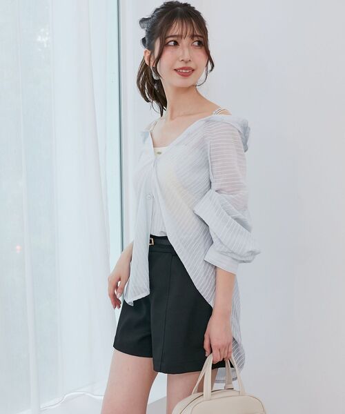 MAJESTIC LEGON(マジェスティックレゴン)の「2wayミディシャツ(シャツ/ブラウス・レディース・アイボリー/ブルー/ピンク・MEDIUM)」の9枚目の写真