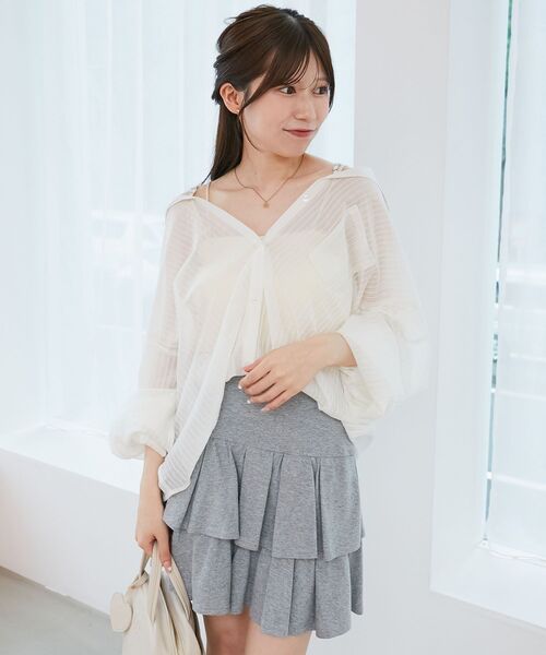 MAJESTIC LEGON(マジェスティックレゴン)の「2wayミディシャツ(シャツ/ブラウス・レディース・アイボリー/ブルー/ピンク・MEDIUM)」の15枚目の写真