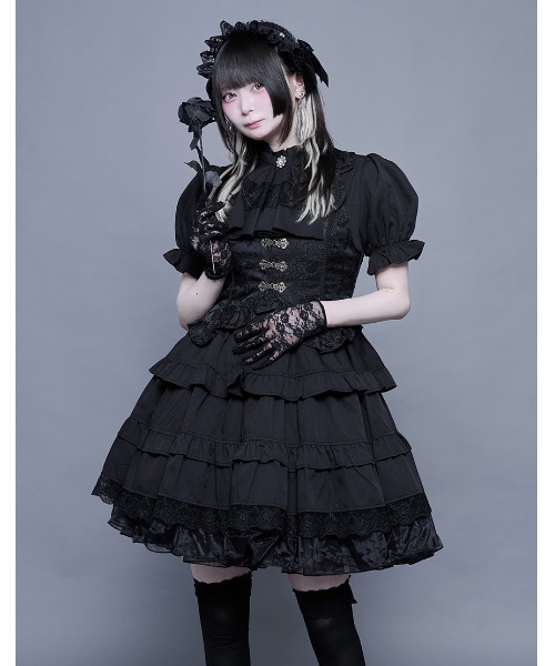 lali  ワンピース 4ozデニム アシンメトリータックワンピース KATO` GRANDMA MAMA