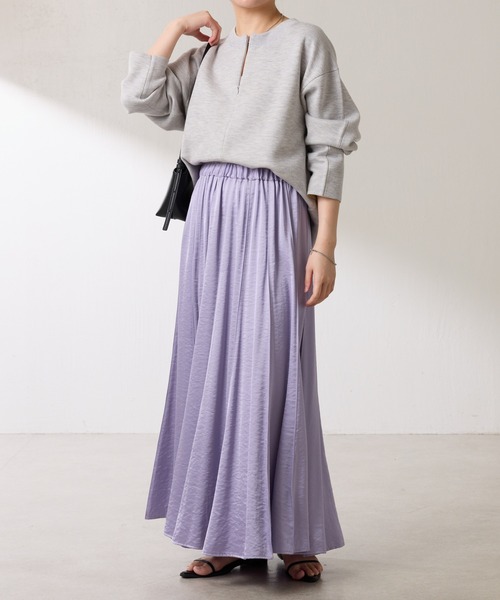 COLLAGE GALLARDAGALANTE（コラージュガリャルダガランテ）の「シルキーサテンフレアスカート（スカート・レディース・グレー/パープル・FREE）」の6枚目の写真