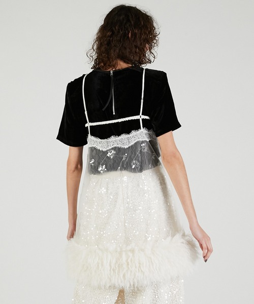 PRANK PROJECT(プランクプロジェクト)の「シークインファートリムベビードール / Sequin Fur Trim Baby Doll(チュニック・レディース・ホワイト・FREE)」の5枚目の写真