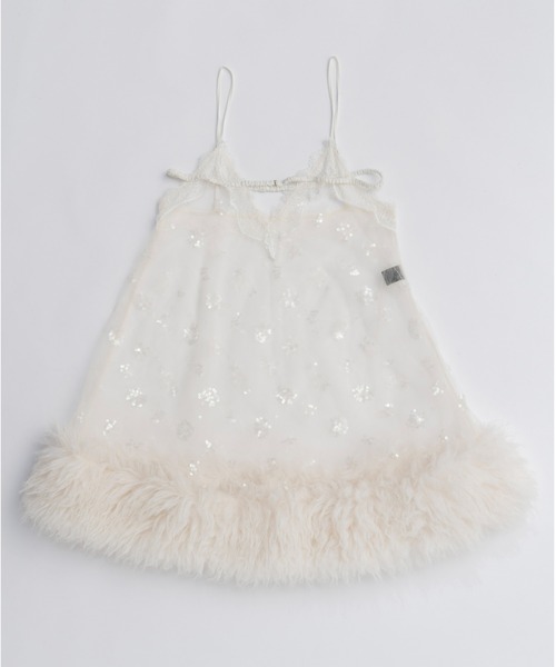 PRANK PROJECT(プランクプロジェクト)の「シークインファートリムベビードール / Sequin Fur Trim Baby Doll(チュニック・レディース・ホワイト・FREE)」の7枚目の写真