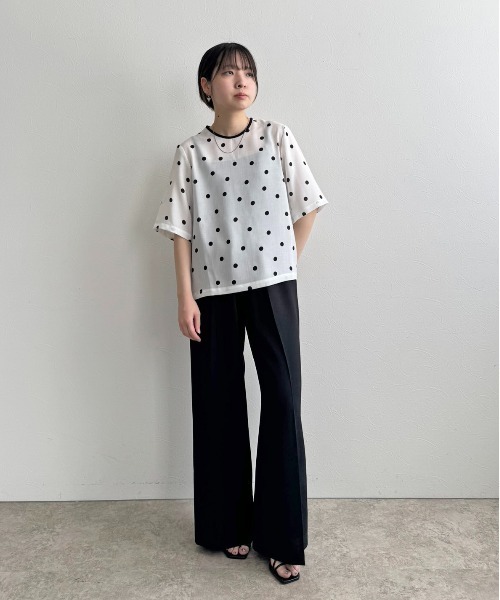 LHELBIE（レルビエ）の「リネンライクドットブラウスT（シャツ/ブラウス・レディース・ベージュ/オフホワイト/ブラック・M）」の4枚目の写真