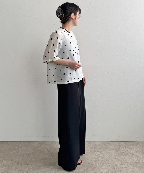 LHELBIE（レルビエ）の「リネンライクドットブラウスT（シャツ/ブラウス・レディース・ベージュ/オフホワイト/ブラック・M）」の5枚目の写真