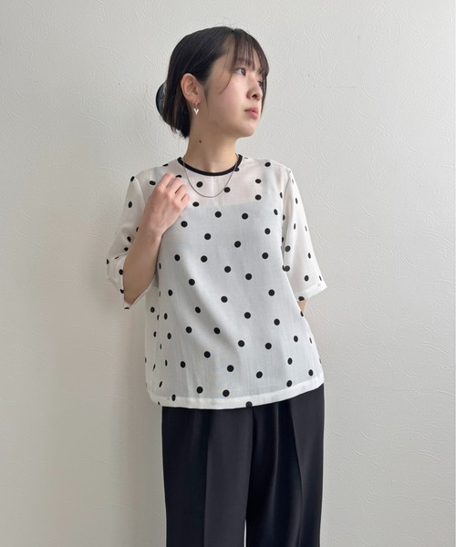 リネンライクドットブラウスT（シャツ/ブラウス）｜LHELBIE