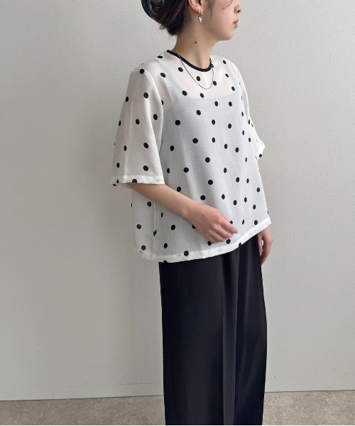 LHELBIE（レルビエ）の「リネンライクドットブラウスT（シャツ/ブラウス・レディース・ベージュ/オフホワイト/ブラック・M）」の11枚目の写真