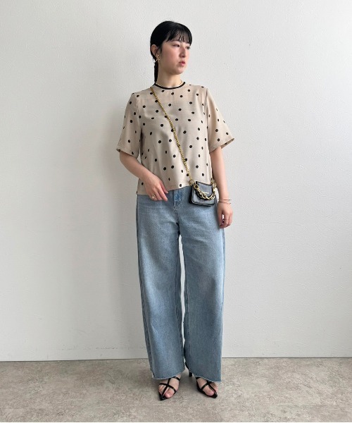 LHELBIE（レルビエ）の「リネンライクドットブラウスT（シャツ/ブラウス・レディース・ベージュ/オフホワイト/ブラック・M）」の13枚目の写真