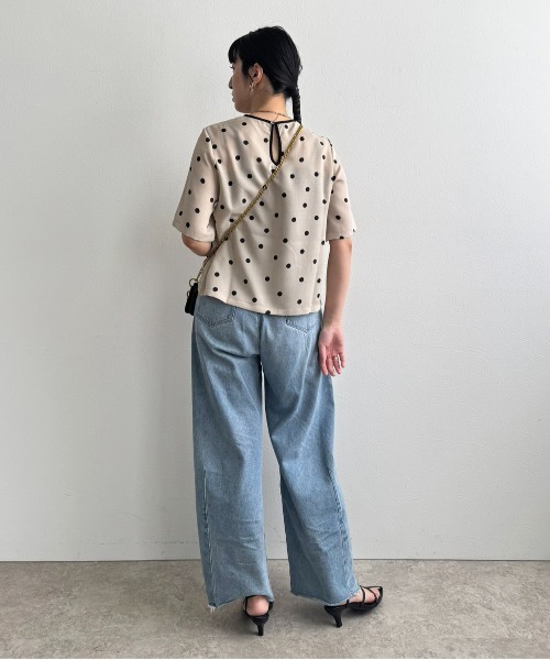 LHELBIE（レルビエ）の「リネンライクドットブラウスT（シャツ/ブラウス・レディース・ベージュ/オフホワイト/ブラック・M）」の15枚目の写真