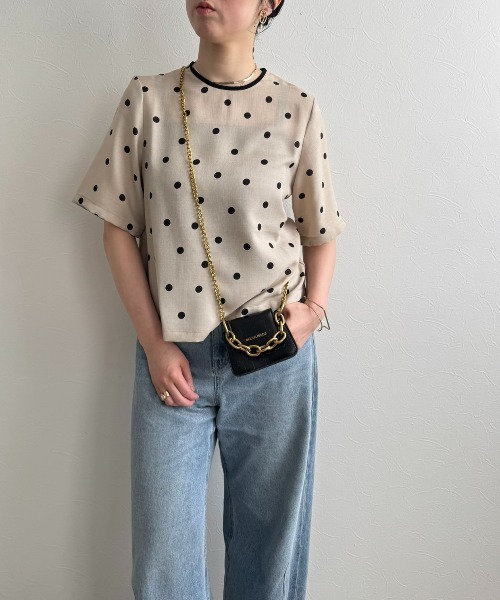 LHELBIE（レルビエ）の「リネンライクドットブラウスT（シャツ/ブラウス・レディース・ベージュ/オフホワイト/ブラック・M）」の17枚目の写真